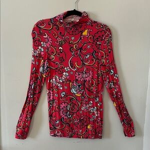 Lilly Pulitzer Vibrant Red /Pink Floral Long Sleeve Top